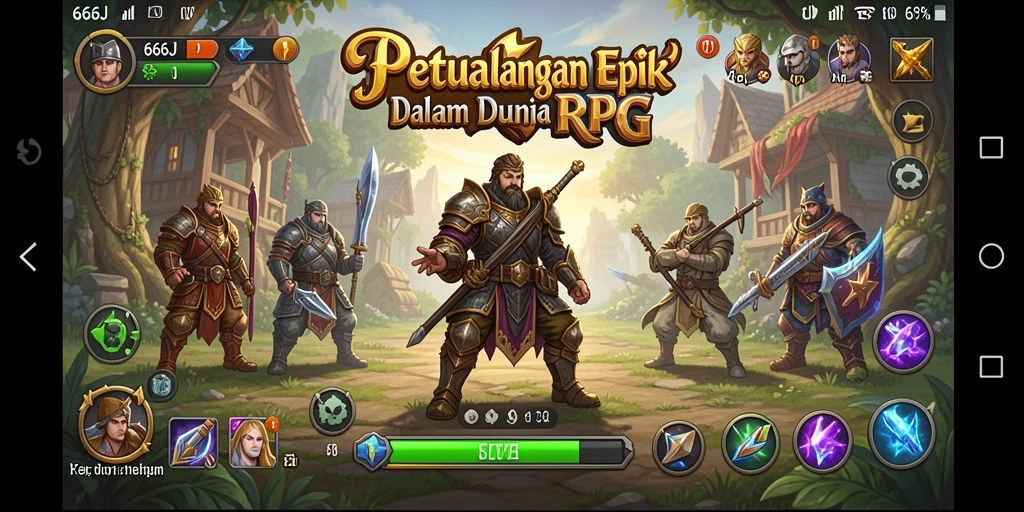 Penangkapan layar menunjukkan aksi seru dalam permainan RPG 666J.