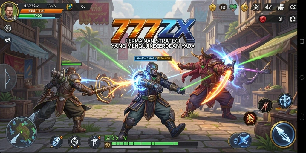 Screenshot utama menampilkan aksi pertempuran strategis dalam 777ZX.