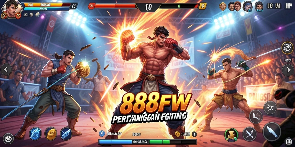Tampilan aksi pertarungan yang intens dalam 888FW.