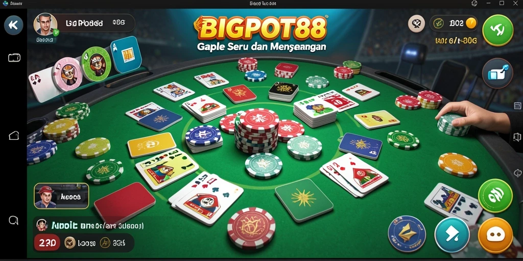 Tampilan gameplay seru dari BIGPOT88 yang menghadirkan pengalaman Gaple klasik.