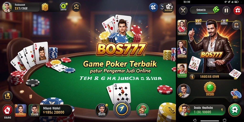 Tampilan menarik dari gameplay poker BOS777 dengan pemain berinteraksi.