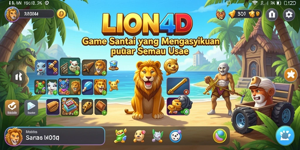 Tangkapan layar gameplay <strong>LION4D</strong> yang menunjukkan grafis cerah dan efek yang menarik.