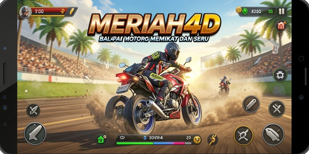 Tampilan seru gameplay balapan motor di MERIAH4D.